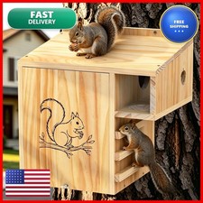 Sunexinlo Large Wooden Squirrel House Outdoor Nesting Box, Predator Guard