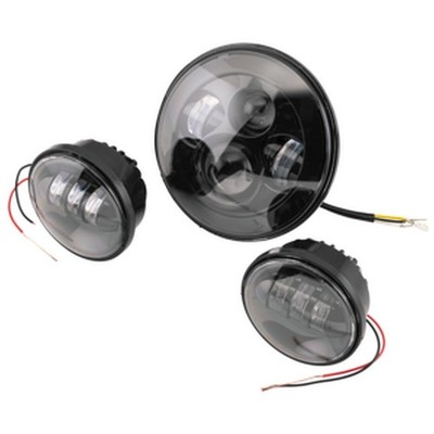 Letric Lighting Co. Black 7'' Headlamp w/4.5'' Passing Lamp Kit - LLC-LHK-7B