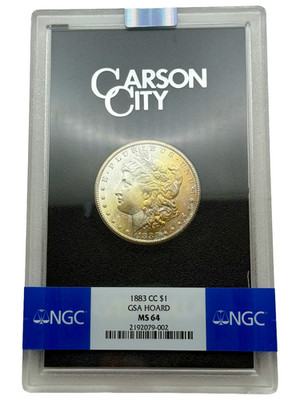 1883-CC Morgan Silver Dollar,  NGC MS64, GSA Hoard, Strong Luster Toned.