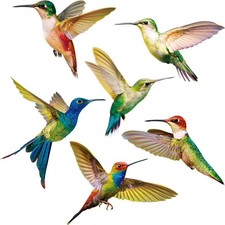 6 Pieces Large Size Hummingbird Window Clings Anti-Collision Decals to Preven...