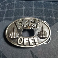 Mens Middle Finger - Bottle Cap Opener - Interchangeable Belt Buckle 