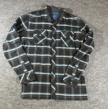 Kuhl Men’s Medium Black Blue Plaid Flannel Pearl Snap LS Shirt Outdoors Gorpcore