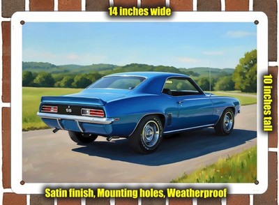 Metal Sign - 1969 Chevrolet Camaro RS SS 6 Oil Painting - 14x10