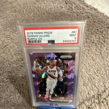 2018-19 Panini Prizm Damian Lillard Purple Ice Prizm #81 /149 PSA 9