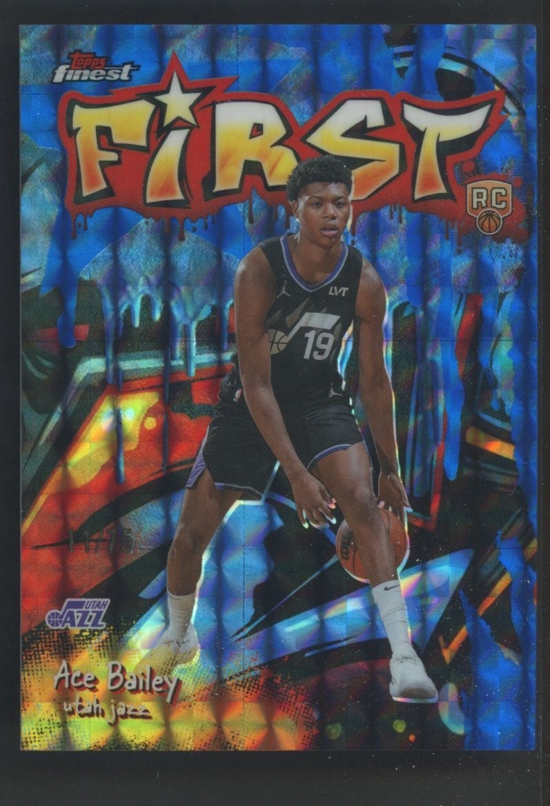 2025-26 Topps Finest First Blue Geometric Ace Bailey Jazz RC Rookie 11/75