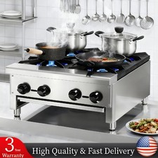 Commercial 24" Natural Gas Range 4-Burner Countertop Gas Stove Grates 112000 BTU