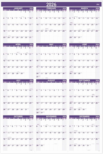 2026 Yearly Wall Calendar - 2026 Calendar, Jan 2026 - Dec 2026, Yearly ...