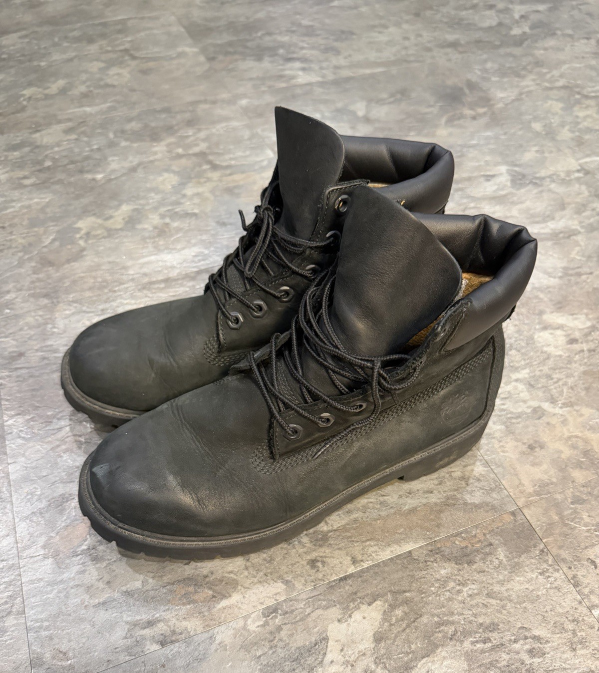 Timberland Waterproof Leather Lace-Up Black Boots Mens Size 7 No Box Included