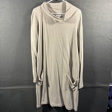 j jill women sweater dress xl pure beige cowl knit neutral minimalist stretch 