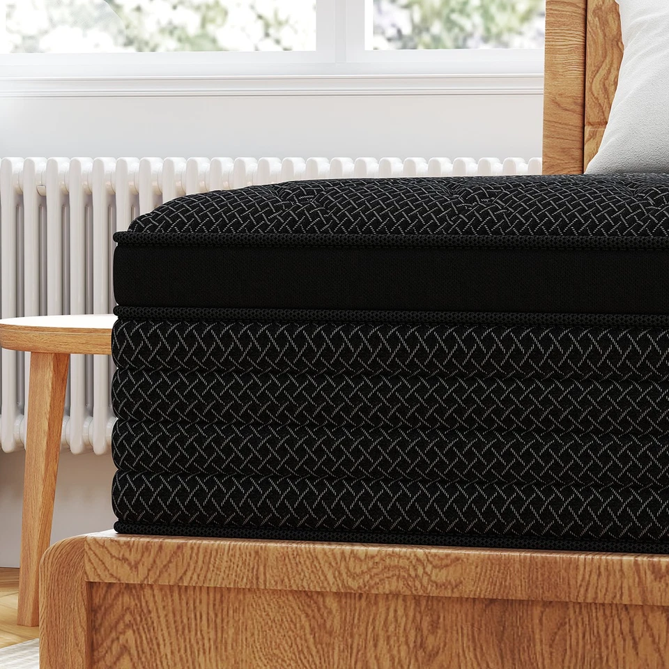 Colchón Doble Doble Queen King 12" 14" Gel Espuma con Memoria Híbrido Cama de Resorte En Caja Foto 4 de 4