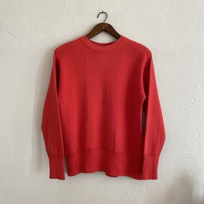 Vintage 40s 50s Red Crewneck Sweatshirt Thick Cuffs & Waist Band 