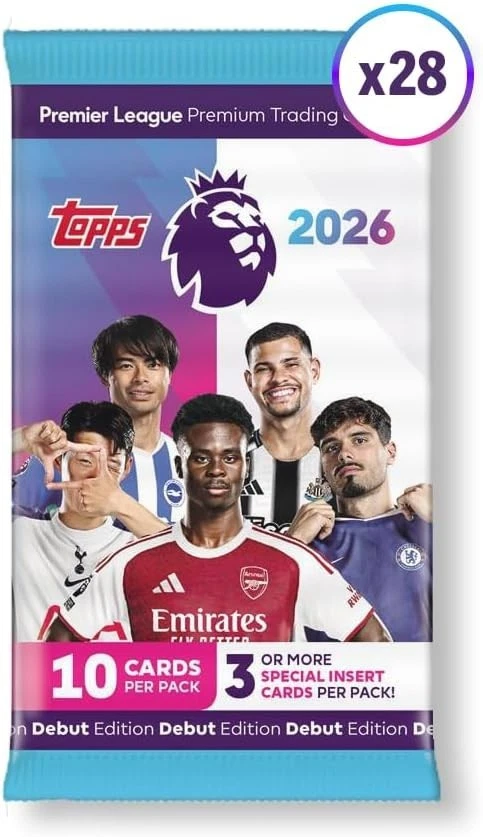 Topps Premier League 2026 Debut Full Box 28 Packs 280 Cards Inserts - Image 2 of 4