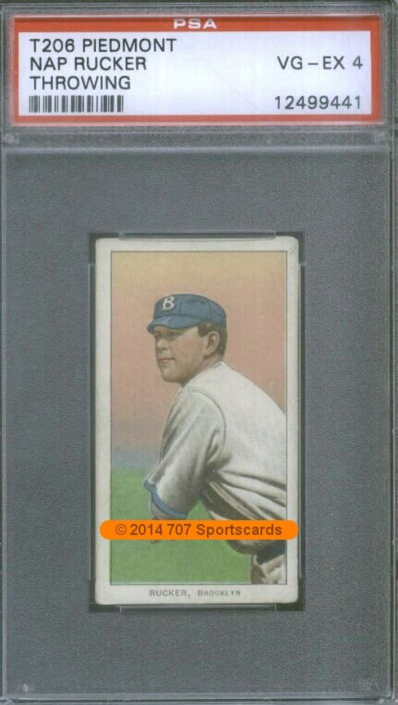 1909-11 T206 Nap Rucker PSA 4 Piedmont 350 Throwing  (9441)