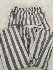 American Eagle Outfitters Striped Drawstring Dress Pants Women’s White Gray