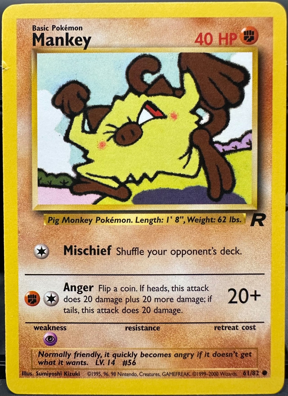 Mankey 61/82 Team Rocket Pokemon TCG 1999 HP