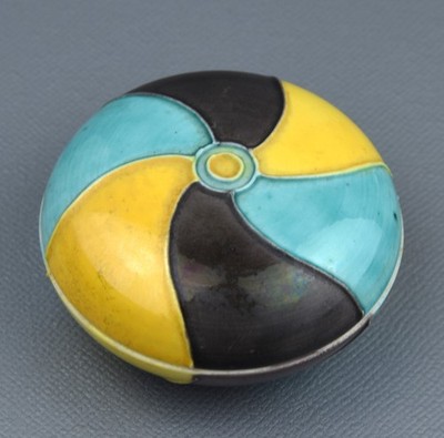 Trinket Box Pottery Japanese Kogo Tea Ceremony Practice Use Lesson Black Yellow