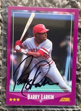 1988 SCORE BASEBALL #72 BARRY LARKIN HAND SIGNED AUTOGRAPH CARD