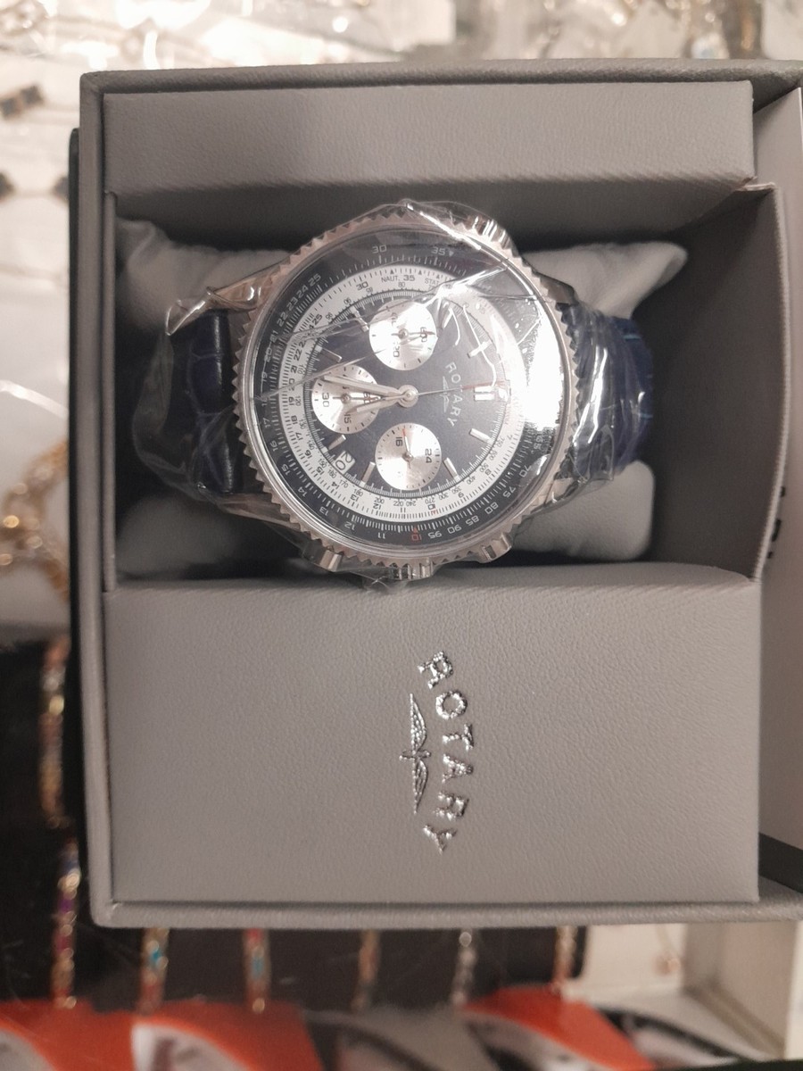 Rotary GS03021/05 Mens Aviator Chronograph Tachymeter Navy Blue