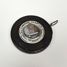 Vintage Lufkin Tool Chrome Clad Steel Hand Wind Tape Measure