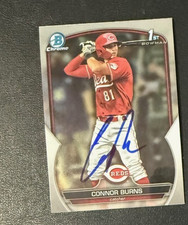 Connor Burns 2023 1st Bowman Chrome signed autograph baseball card Reds c