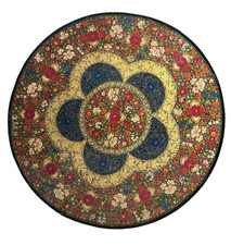 Kashmir India lacquer bowl charger signed Mahdi Sons large Saida Kadal Srinagar