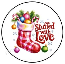 STUFFED WITH LOVE CHRISTMAS STOCKING ENVELOPE SEALS LABELS STICKERS PARTY FAVORS