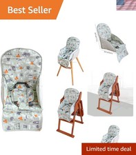 Breathable 100 Cotton High Chair Pad - Cute Green Animal Pattern for Comfort