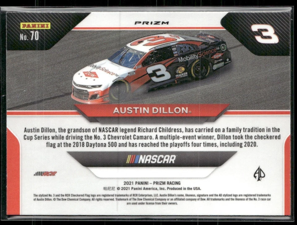 Austin Dillon Signed 2021 Prizm Wheels Blue Hyper Prizm IP Auto #70 - Image 2 of 2
