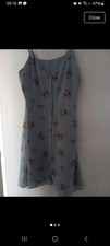 Size S Womens Blue Dress With Flower Pattern On Buttons At The Front