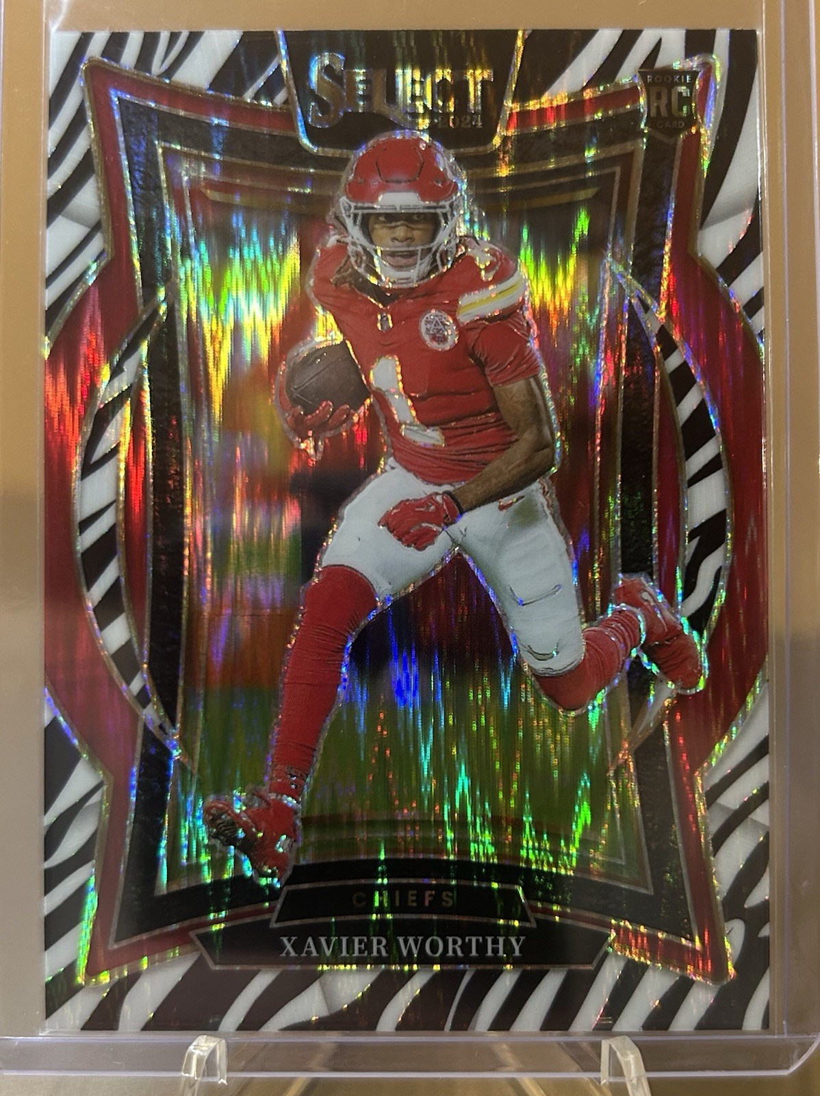 2024 Panini Select - Concourse Xavier Worthy #32 Zebra Prizm (RC) KC Chiefs