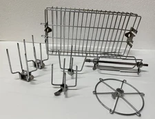 Chrome Rotisserie Grill Basket & Forks Set – Spit Rod, Forks, Holder
