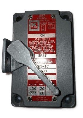 Killark XNS-1C Explosion Proof Snap Switch On/Off  Tumbler Cover for 20 Amp