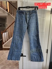VTG 70s Hi Gear Bell Bottom PATCHWORK JEAN DENIM Pants Women's 28" X 30" RARE