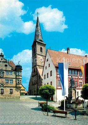 Eschenbach Wolframs Liebfrauenmuenster Altes Rathaus Wolframs Denkmal Fahnen