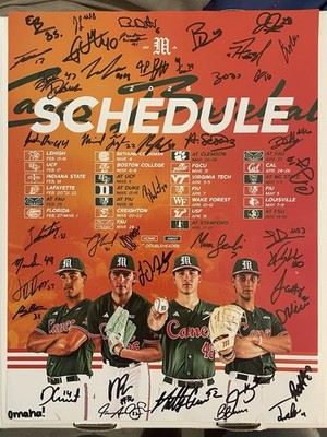 2026 Miami Hurricanes Baseball TEAM SIGNED Poster Daniel Cuvet ++ WHOLE TEAM