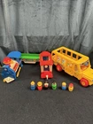 Vintage Fisher Price Little People Lot School Bus #192 + Express Train 2581
