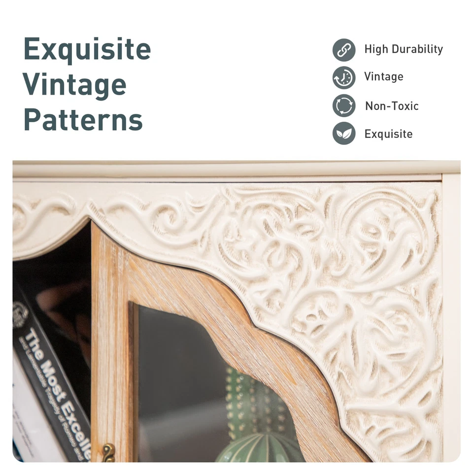 Gabinete de acento con puertas de vidrio vitrina de almacenamiento para entrada de sala de estar Foto 3 de 4