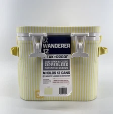 Orca Wanderer Soft Side Cooler Goldie Striped Yellow White 12 Cans Leak Proof