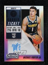 2018 Panini Contenders Premium Edition Silver Prizm Michael Porter Jr Auto 4f5