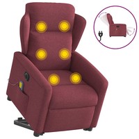 Massagesessel Mit Aufstehhilfe Elektrisch Weinrot Stoff Relaxsessel