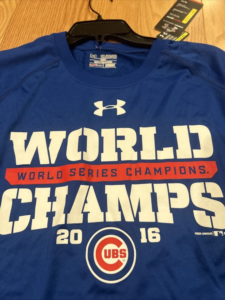 Under Armour MLB Chicago Cubs World Champs Tee Sz XXL UM0680 Blue NWT Men’s - Image 2 of 4