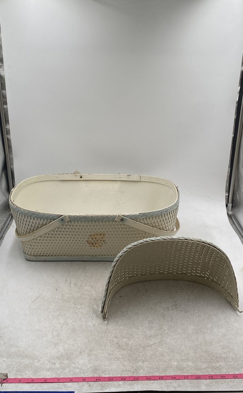 Vintage Woven Wicker Double-Handle Oval-Shape Decorative Baby Bassinet