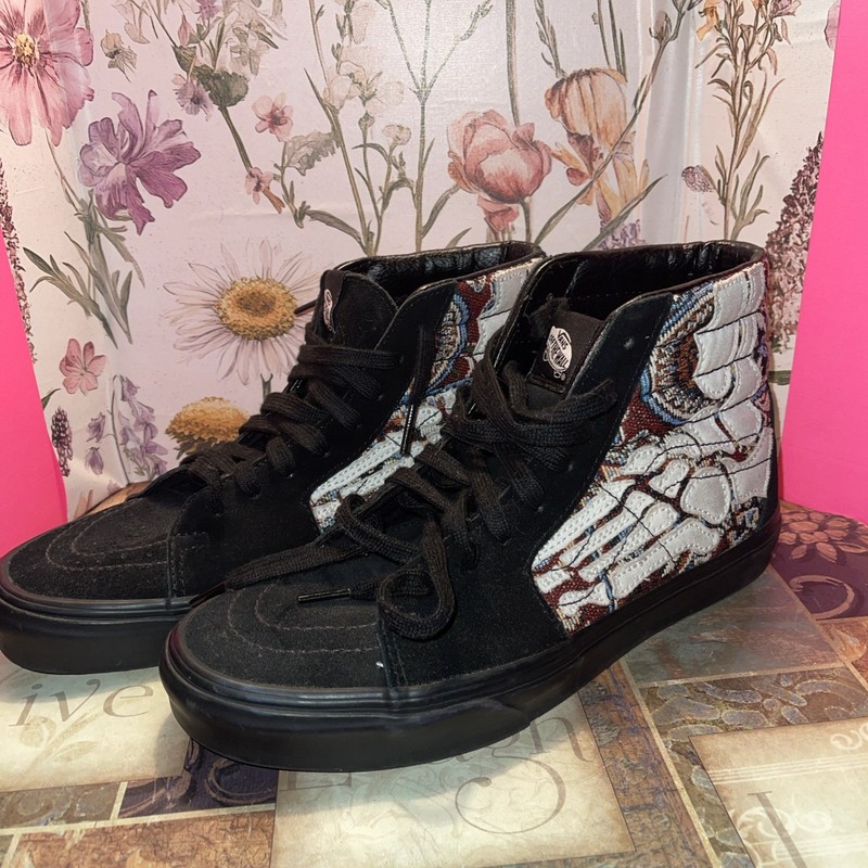 Vans Off The Wall Flag Hi Top Lace-up Shoes Mens 7.5/ Ankle Bones Tapestry