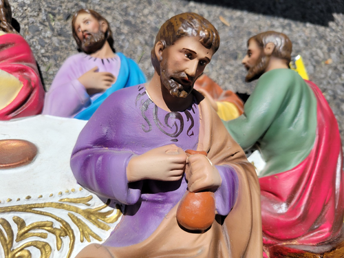 Vintage 3-D LARGE Jesus The Last Supper Statue Wall Plaque / Standing Figurine - Picture 15 of 23