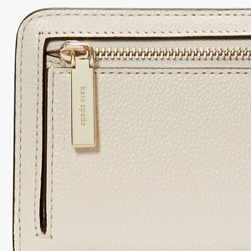 Kate Spade Bailey große schmale weiße Lederbrieftasche mit Doppelfaltung K9754 neu mit Etikett elfenbeinfarben 179 $ F - Bild 5 von 6