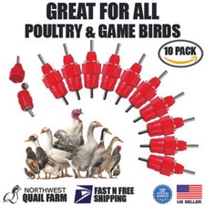 10 Vertical Poultry Water Nipples Drinker Chicken Waterer Chicks Hen Quail Birds