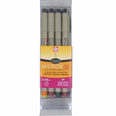 Sakura Pigma Micron Pen Marker 05 (.45mm) - 15 Colors 16 PC Set - 50075