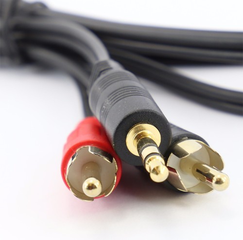 2m Stereo 3.5mm Jack to twin male 2 RCA Phonos Audio 2 Metre Black 2 Phono Aux - Picture 9 of 11