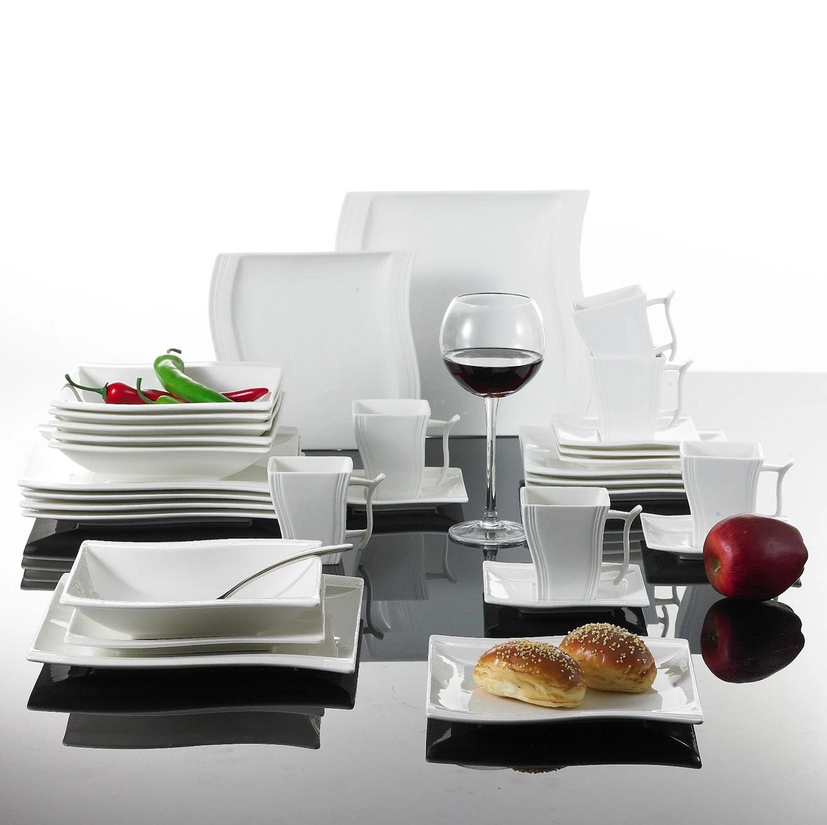 Square dinnerware shop sets