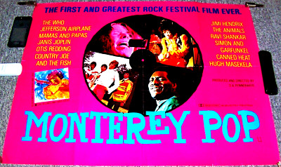 MONTEREY POP FESTIVAL UK FILM POSTER 1982 SUPERB RARE WHO HENDRIX JOPLIN REDDING